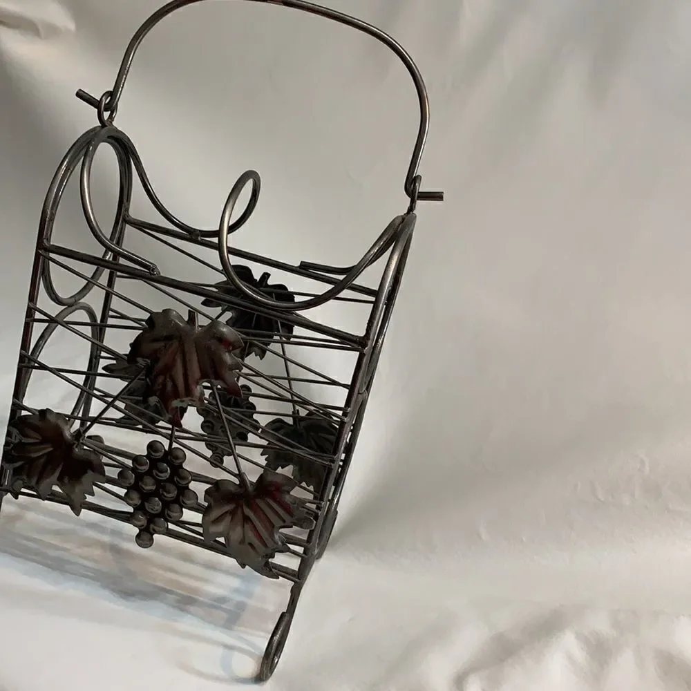 Grapevine Wrought Iron 2 Bottle Wine Rack Storage Holder Home Bar Entertaining